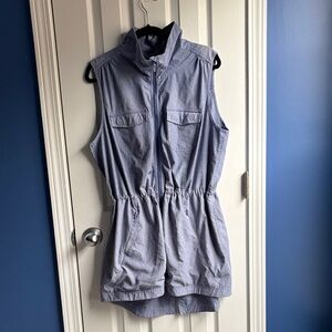 DULUTH TRADING Women's L Blue Striped Sol Survivor Sun Protection Tunic Vest